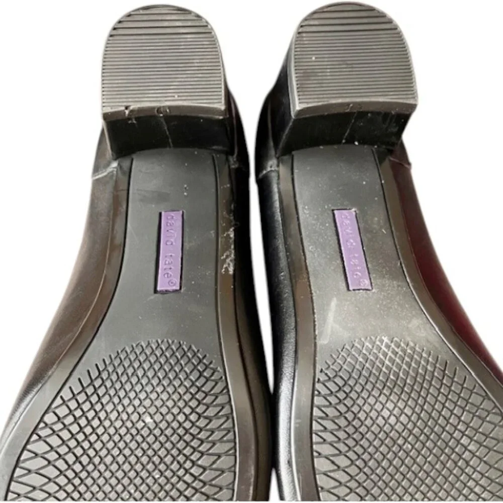 David Tate Simona Block Heel Leather Pumps - Black - 10 Wide